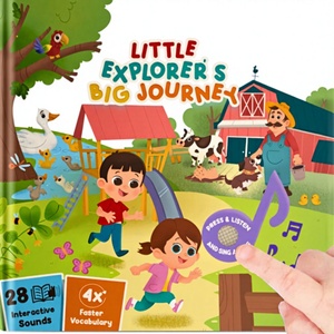 Livre musical personnalisé à 28 boutons sonores pour les tout-petits de 1 à 3 ans avec des comptes-rendus de la maternelle en carton et papier artistique, recharge USB-C - Product Image 2