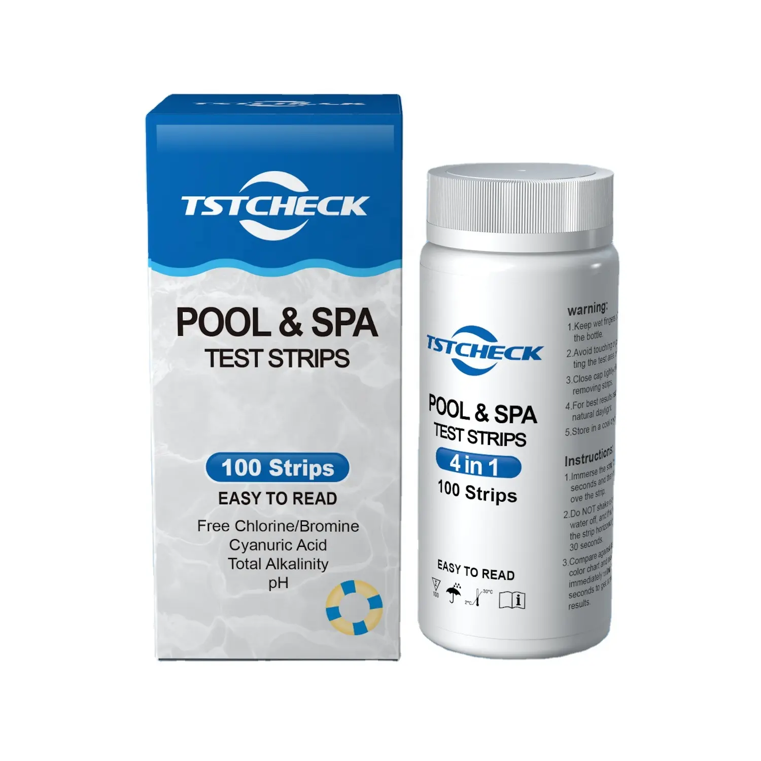 Akvaryum test kitleri spa yüzme havuzu test şeritleri 4 in1 pH serbest klor toplam alkalinite siyanürik asit test kitleri