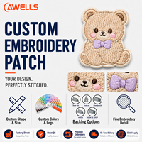 Patch brodé personnalisé AWELLS, adorable ourson en peluche, badge animalier Kawaii cousu pour vêtements d'enfants et sacs DIY