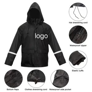 معطف واق من المطر محمول للاستخدام الخارجي مصنوع من الأكسفورد مع شعار مخصص للبالغين، عاكس للضوء، مناسب للركوب والتنزه والتخييم والسفر، مقاوم للماء وآمن - Product Image 3