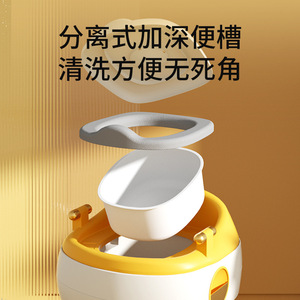 Asiento de inodoro para bebé con almohadilla suave y diseño engrosado para entrenamiento de niños pequeños, silla de inodoro en colores amarillo y blanco, PP ecológico. - Product Image 3