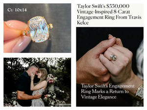 תכשיטי עידן וינטג' טבעת אירוסין מכסף סטרלינג 925 משובצת יהלום 10 קראט בחיתוך כרית מוארך וגדול ומויסנייט 10 קראט - Product Image 2