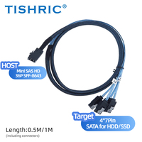 Cable Mini SAS de 0.5M 1M, 36P HD SFF-8643 SFF-8087 SFF-8482, 29 Pines 15 Pines, Conector de Datos 4 SATA, Controlador de Disco Duro, Transferencia de Datos TPE