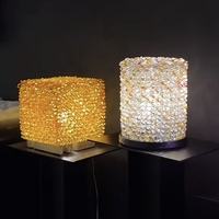 Lampe de table décorative Belight Luxury Crystal Cube, en cristal poli gravé, LED, style moderne vintage, tendance, pour chambre à coucher, maison