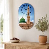 Horloge murale en porcelaine HD effet cristal, motif mosquée islamique avec minaret, best-seller