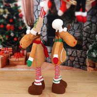 Nouvelle Poupée Rétractable Renne de Noël, Décoration d'Intérieur en Tissu, Style Adorable, Réutilisable et Durable