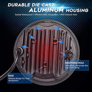 Phare de moto à LED de 5.75 pouces, feux de croisement ronds, Compatible avec Harley Davidson Dyna <span class=keywords><strong>Street</strong></span> <span class=keywords><strong>Bob</strong></span> Super Wide Glide Lo - Product Image 3