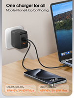 Chargeur de téléphone portable LDNIO Q4, prix d'usine, 65W, charge rapide, PD3.0&QC3.0, USB 2 Type C, adaptateur de chargeur mural