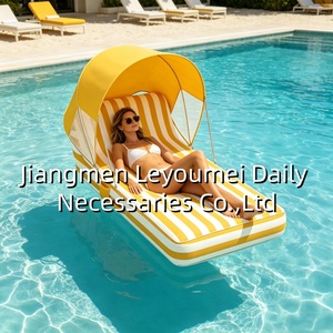 Nouveau transat gonflable individuel 2026 avec auvent, flotteur de piscine en tissu adapté pour piscine et plage, idéal pour bronzer en extérieur - Product Image 6