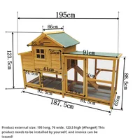 Enclos pour animaux de compagnie et volailles en bois massif de haute qualité, résistant aux intempéries, écologique, avec fermeture à bouton, abri extérieur spacieux