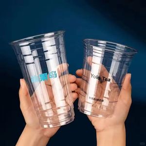 แก้วพลาสติกใส PET แบบใช้แล้วทิ้ง ขนาด 30 ออนซ์ 32 ออนซ์ สำหรับกาแฟเย็น สมูทตี้ แชมเปญ พร้อมฝาปิด รับทำโลโก้ ขายส่ง - Product Image 3