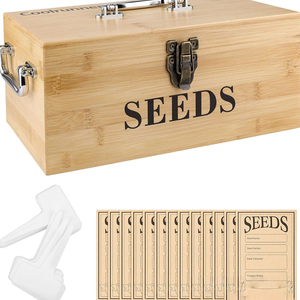 Caja de Almacenamiento de Semillas de Bambú al por Mayor, Organizador de Paquetes de Semillas de Jardín, Caja de Madera con Compartimentos y Asas de Metal - Product Image 2
