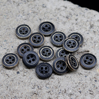 10mm Vintage bulat 4-lubang putih biru hitam merah kancing kayu untuk kemeja Dan sweater kustom tombol jahit kayu