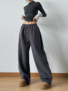 <span class=keywords><strong>Pantaloni</strong></span> da <span class=keywords><strong>Donna</strong></span> CNSHELL a Vita Alta con Interno in Pile, Larghi e Dritti, Senza Cordoncino, Oversize, Grigio - Product Image 5