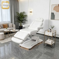 Fauteuil d'esthétique électrique de qualité médicale haut de gamme, tout en PU blanc, avec jambes séparées, pour cliniques esthétiques haut de gamme et spas de luxe