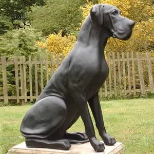 现代艺术花园装饰丹麦动物金属雕塑真人大小狗青铜大丹犬雕像大型青铜狗雕塑