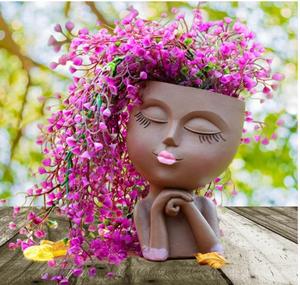 <span class=keywords><strong>Maceta</strong></span> para la cabeza de flores para cara y cara, <span class=keywords><strong>maceta</strong></span> para chica, Cara de mujer, <span class=keywords><strong>busto</strong></span> femenino, estatua, macetas suculentas con orificio de drenaje - Product Image 1