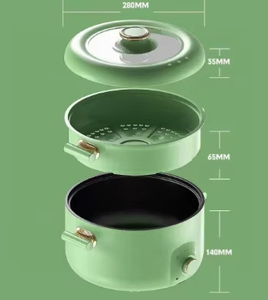 หม้อไฟฟ้าอเนกประสงค์แบบไม่ติดกระทะ พร้อมฝาแก้ว - Product Image 2