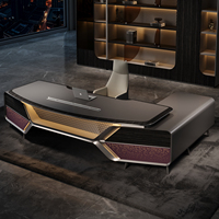Meubles de bureau modulaires modernes, bureau de direction en forme de L de luxe, table de bureau de PDG et ensemble de chaises, bureau de direction italien