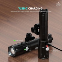 Lampe de poche rechargeable 2000 lumens, lumière tactique USB-C avec mise au point réglable, 4 modes (ultra/haut/bas/stroboscope), étanche IPX7