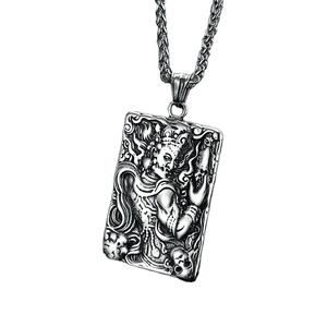 Collana da uomo in acciaio inossidabile Buddha Vintage stile cinese stile Vintage retrò Ming gioielli Unisex in acciaio al titanio - Product Image 1
