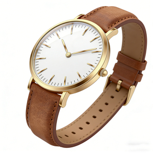 Orologio da <span class=keywords><strong>Uomo</strong></span> di Lusso Minimalista al Quarzo Analogico con Cassa in Acciaio Inossidabile e <span class=keywords><strong>Cinturino</strong></span> in Vera <span class=keywords><strong>Pelle</strong></span> Resistente all'Acqua - Product Image 4