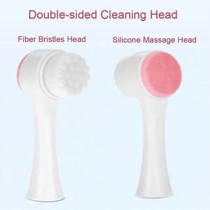 Cepillo de limpieza facial de silicona suave de doble cara de mano personalizado limpieza profunda exfoliación de poros para uso doméstico facial - Product Image 3