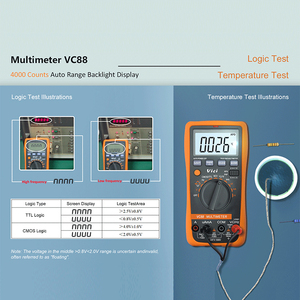 Multimètre numérique de haute qualité VC88, <span class=keywords><strong>instrument</strong></span> de mesure de <span class=keywords><strong>la</strong></span> température et de <span class=keywords><strong>la</strong></span> fréquence - Product Image 2