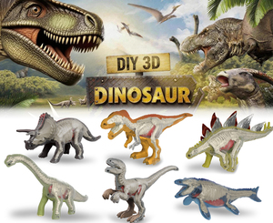Pterosaures, Tricératops, Brachiosaures, <span class=keywords><strong>Mosasaures</strong></span>, Velociraptors : Ensemble de jouets de puzzle 3D à assembler soi-même, squelettes de dinosaures - Product Image 1