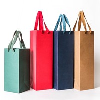 Vin Sac Papier Kraft Weinflaschen-Geschenktüte Champagner Maßgefertigte Luxus-Offsetdruck Werbegeschenke Braune Kraftpapiertüte