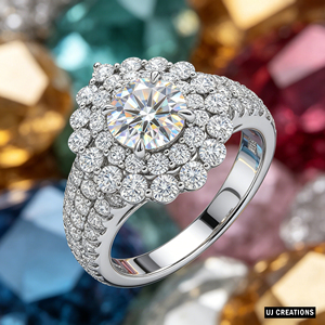 Bague de fiançailles en or massif 925/10K/14K/18K sur mesure avec diamant rond brillant de 1,0 carat de qualité VVS-VS, cultivé en laboratoire. - Product Image 3