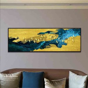Quadro da Parete per Progetti Alberghieri, Dipinto Astratto Nordico Blu ad Acquerello su Tela, Immagine Romantica per Camera da Letto - Product Image 5