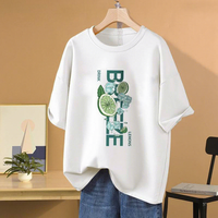 T-shirt en coton tricoté 100 % personnalisé avec logo, col rond, manches courtes, décontracté, polyvalent, pour femme, été 2026, vente en gros