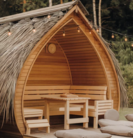 Kabin Kayu tahan salju pondok Sauna luar ruangan Modern dengan kompor listrik 6KW untuk terapi pemanas dan uap retret hutan