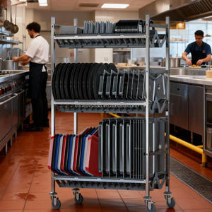 Chariot mobile de séchage et d'égouttage de vaisselle en acier inoxydable Heavybao pour hôtels et restaurants, cuisine commerciale - Product Image 2