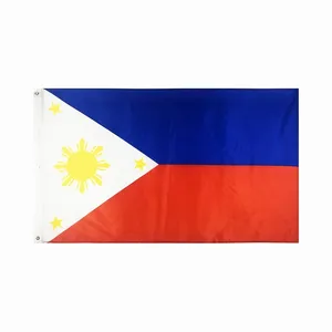 Partai Besar Bendera Negara Dunia Promosi Bendera Nasional Filipina 100% Pencetakan Sutra Poliester 3X5 Kaki Bendera Nasional Filipina