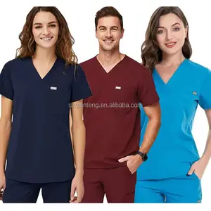 Aqtq Plus Size Modieuze Vrouwen Vijgen Scrubs Joggers Ziekenhuis Wit Katoen Korte Mouw Verpleging Scrub Uniform Verkoper