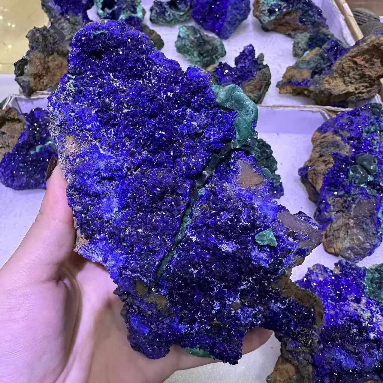 Alta qualidade reiki natural cru azul azurite, espécie malachite pedra preciosa quartzo cristal mineral