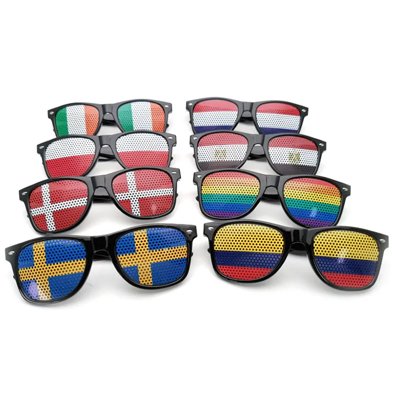 Venta al por mayor Clásico Unisex Promoción Bandera Lente Gafas de sol Gafas de Sol para fanáticos del fútbol