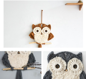 Décoration murale hibou en macramé fait main, style <span class=keywords><strong>shabby</strong></span> chic bohème, pour le dropshipping - Product Image 4