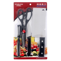 Ensemble de 8 couteaux de chef multifonctionnels, lavables au lave-vaisselle, manche en plastique, acier inoxydable, avec ciseaux