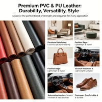 Bahan Kulit Imitasi PVC Premium Tahan Air Awet Bermotif Timbul untuk Furnitur, Tas, Mobil, Sepatu, Tersedia Berbagai Pilihan Warna, Tersedia Sekarang