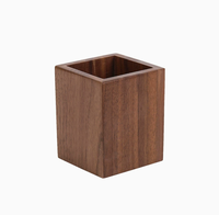 Porte-stylos carré en bambou, organiseur de bureau en bois massif, personnalisable (matériaux et logo)