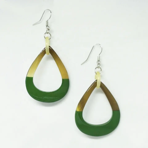 Pendientes de aro artísticos hechos a mano con laca de cuerno de búfalo, bonitos accesorios de moda para bodas y fiestas a granel - Product Image 1