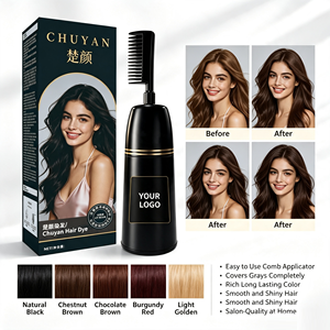 Crème colorante capillaire permanente longue durée à base d'extraits végétaux avec pinceau intégré, marque privée, qualité professionnelle - Product Image 1