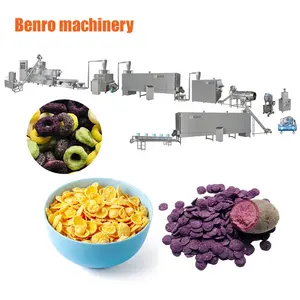 Factory Price 100-300kgh Breakfast Cereals Processing line Puff Corn Flakes Making Machine Extruder Equipment