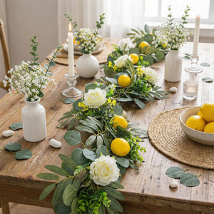 Guirnalda Artificial de Limones Amarillos para Decoración de Mesa de Boda, Guirnalda de Primavera con Limones Amarillos de 60 cm - Product Image 1