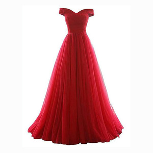 Off Shoulder Tulle Ball Gown Empire Waist Long Evening Dress Formal Wedding Banquet Dress - Product Image 3