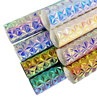 Triangle holographique motif géométrique 3D en relief artificiel réfléchissant résistant aux taches tissu Laser PU cuir synthétique rouleaux