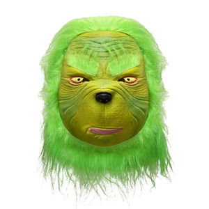 Masque en latex Grinch, cheveux verts, accessoire de costume intégral pour fête de Noël, unisexe - Product Image 1